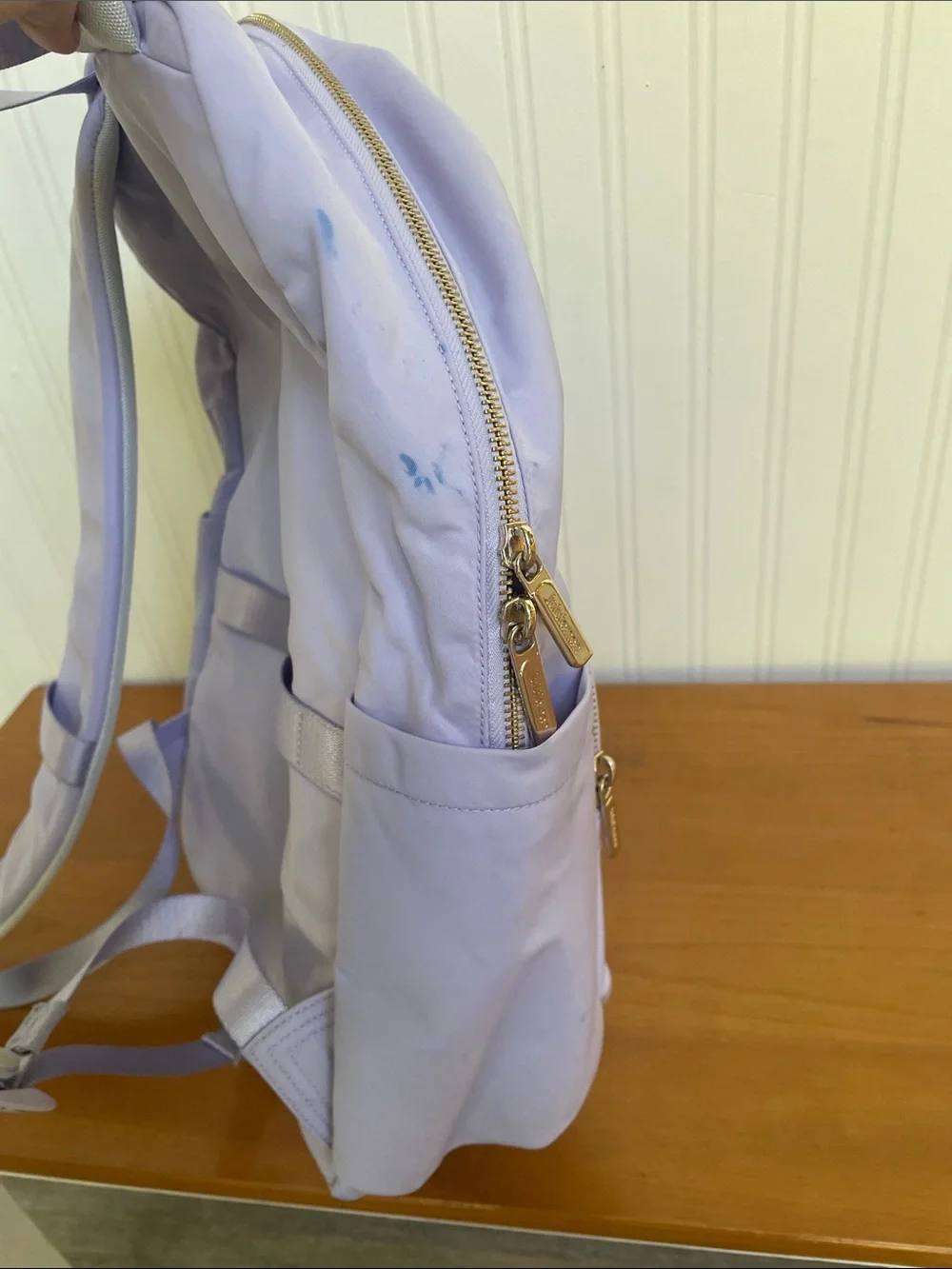 lululemon athletica Light Lavender Nylon Backpack with Gold Accents